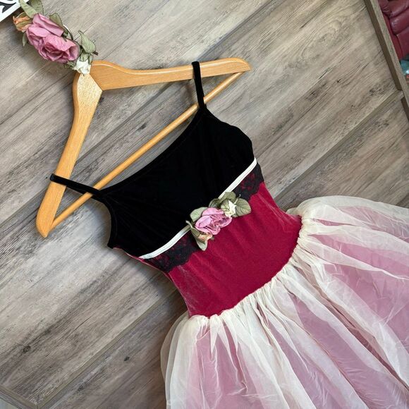 Curtain Call Costumes Style C154 Ballet Recital Dress Black Burgundy Velvet Crea - Picture 3 of 13